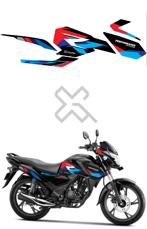 R Edition Half Body Sticker Compatible with Shine SP 125 | Made In Premium Gloss Vinyl With FPF(Fade Protection Film), Water Proof, Precut Sticker, Pack Of 1 Compatible with Both Side